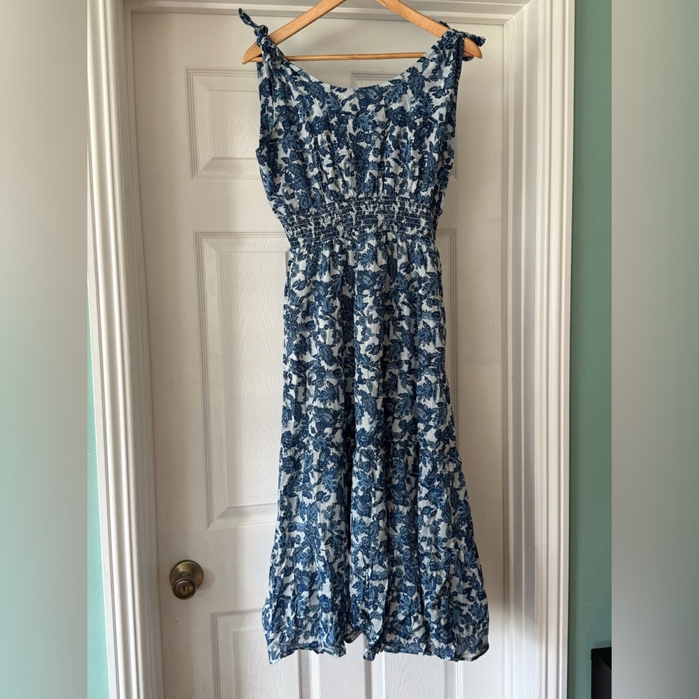 Chelsea & Theodore Blue and White Sleeveless Maxi Sundress